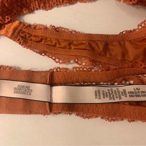 Burnt Orange Terra Cotta Victoria's Secret Lace Halter Lined Bralette Size Large - Picture 6 of 8